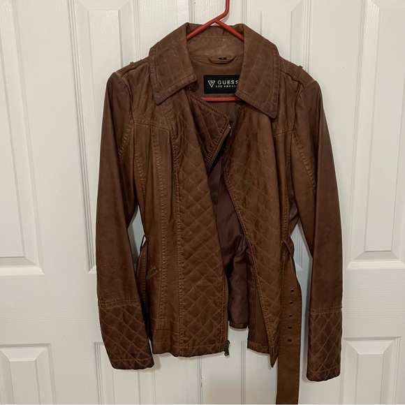 Guess women’s leather jacket, brown Size M - Picture 3 of 6